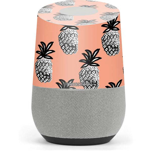 Bouffants and Broken Hearts Gray Scale Pineapple Google Home Skin